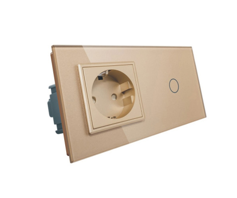 Gniazdo 230V 16A z włącznikiem dotykowym pojedynczym LIVOLO 701G Szampański