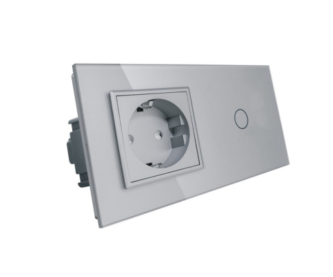Gniazdo 230V 16A z włącznikiem dotykowym pojedynczym LIVOLO 701G Stalowo szary