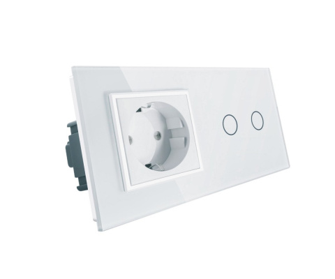 Gniazdo 230V 16A z włącznikiem dotykowym podwójnym LIVOLO | 702G | Biały