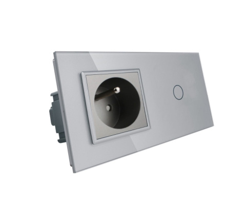 Ggniazdo z bolcem + włącznik pojedynczy w jednym panelu 701GFR Szary
