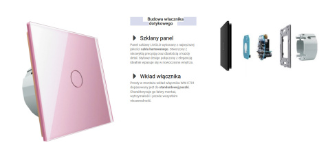 Włącznik dotykowy pojedynczy LIVOLO VL-C701 Różowy