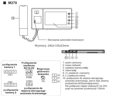 Zestaw Wideodomofonu Vidos S551G/M270B słuchawkowy monitor wideodomofonu