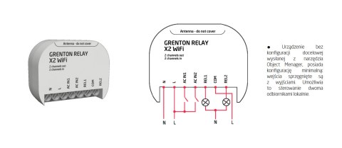 Moduł sterowanika GRENTON - RELAY X2 WiFi WRE-202-W-01