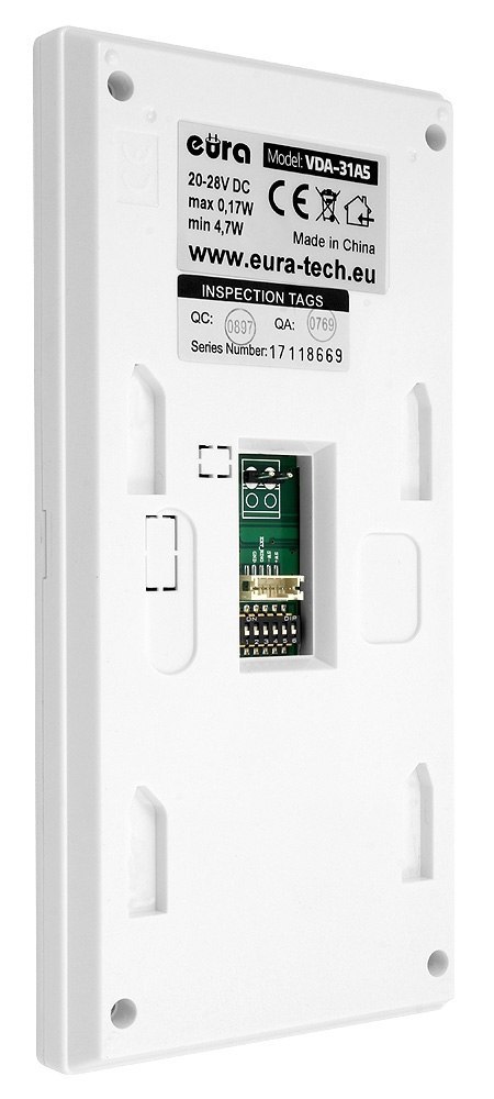 Zestaw Wideodomofonu Cyfrowego z Szyfratorem Eura Monitor 3,5 cali biały VDA-31A5_VDA-73A5