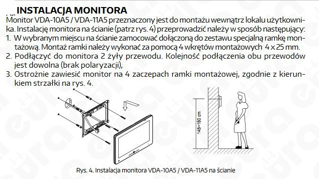 Zestaw Wideodomofonu Cyfrowego z Czytnikiem biometrycznym Eura Monitor 10 cali czarny VDA83A5_VDA-11A5