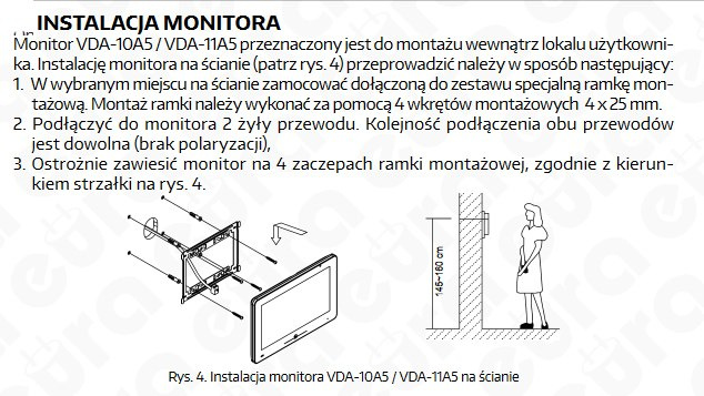 Zestaw Wideodomofonu Cyfrowego z Czytnikiem Kart Eura Monitor 10 cali biały VDA80A5_VDA-11A5