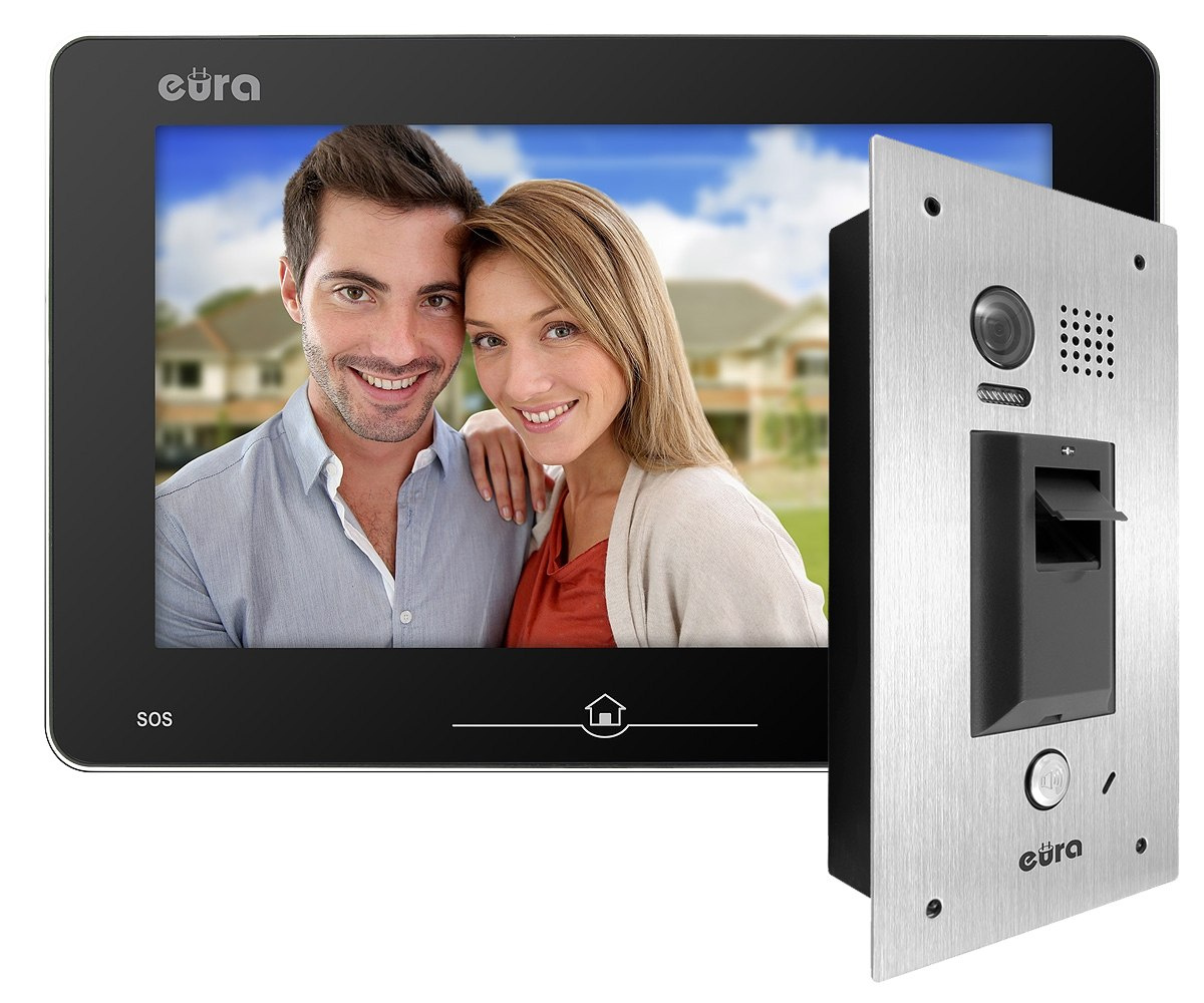 Zestaw Wideodomofonu Cyfrowego z Czytnikiem biometrycznym Eura Monitor 10 cali czarny VDA83A5_VDA-10A5