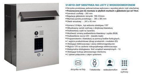 Wideodomofon cyfrowy Vidos S1401D-SKP M1023B z szyfratorem