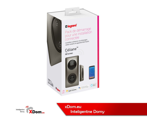 Zestaw startowy do instalacji connected: gniazdo Control i łącznik Wyjście/Powrót - grafitowy, Celiane with NETATMO