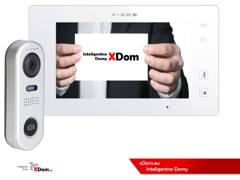 Zestaw jednorodzinny wideodomofonu cyfrowego Vidos Stacja bramowa S1001 monitor M1021W